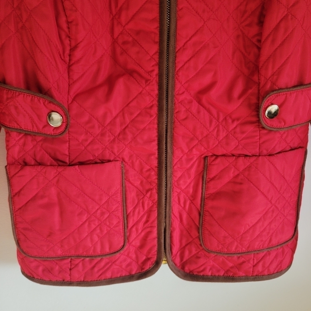 Charter Club Quilted Blazer Jacket Red Gold Decal Small S - Picture 2 of 8